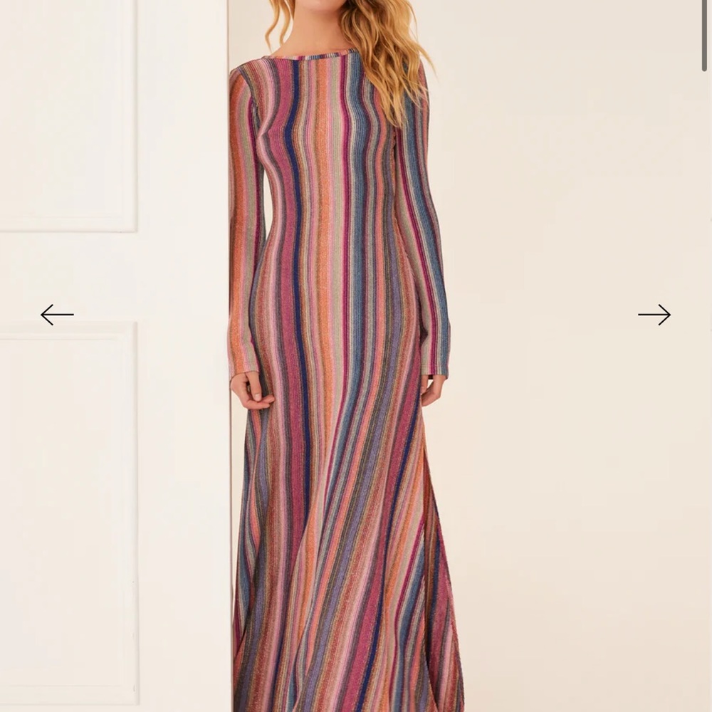 Something Navy Lurex Striped Reversible Dress
